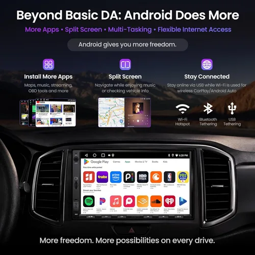 Vista 3 de ATOTO A5L - Estéreo de coche doble DIN Android de 7 pulgadas, CarPlay inalámbrico y Android Auto, conexión Wi-Fi/Bluetooth/USB, radio de coche