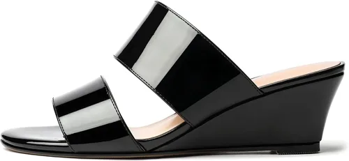 Vista 2 de WAYDERNS Sandalias de cuña de tacón bajo de dos piezas para mujer con punta abierta y puntera abierta, de 2 pulgadas