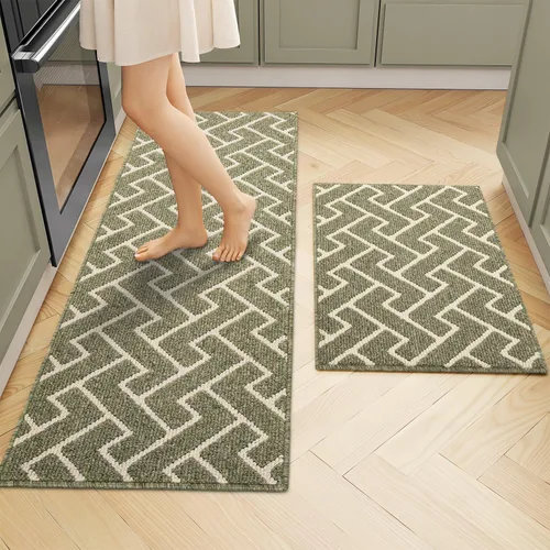Vista 28 de Juegos de alfombras de cocina de 2 piezas - Alfombras de cocina antideslizantes coloridas para piso - Gruesas, alfombra decorativa de piso de cocina