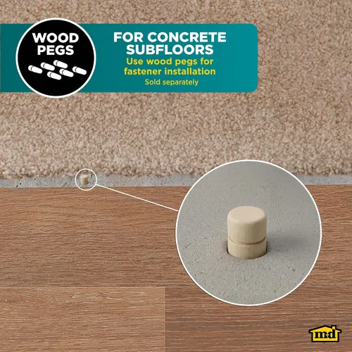 Vista 8 de M-D Building Products 85357 1-7/16 pulg. x 36 pulg. Borde de alfombra de madera dura sin acabado con tornillos Covers Uneven Floor Seams, Prevents