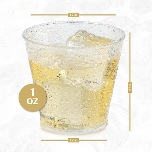 Vista 2 de PARTY BARGAINS 200 vasos desechables de 1 oz, vasos de plástico duro transparente para whisky, gelatina, degustación, salsa, salsas y muestras