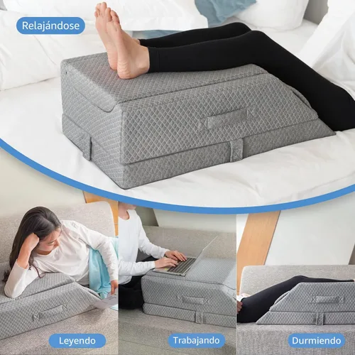 Vista 6 de Almohadas ajustables de elevación de piernas para hinchazón después de la cirugía, almohada de cuña de espuma viscoelástica refrescante