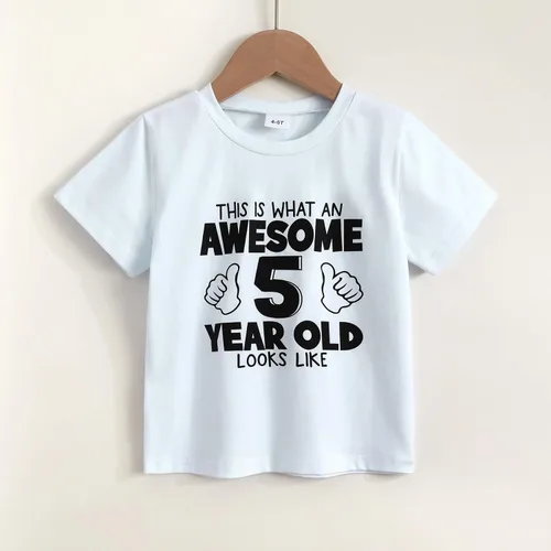 Vista 6 de YOUNGER STAR Niños Gris Young Wild Tres Cumpleaños Cuatro Siempre Salvaje Hermano Twin Letra Impresión Camisetas 3T 4T