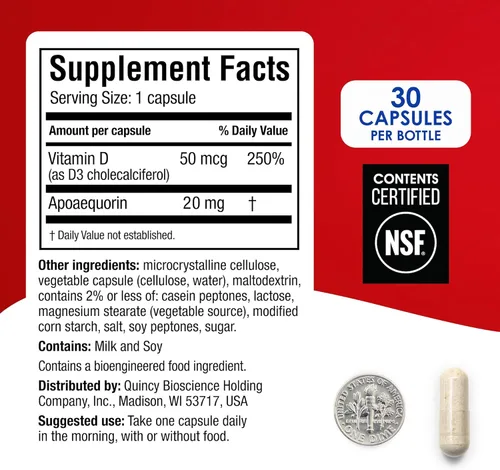 Vista 6 de Prevagen Mejora la memoria: 20 mg de fuerza extra, 30 cápsulas Paquete de 2 con apaequorina y vitamina D y prevención de pastillas de 7 días
