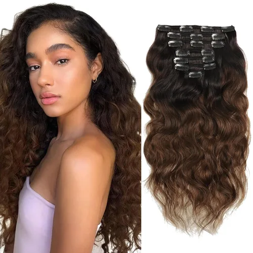 Vista 13 de Caliee - Extensiones de cabello rizado con clip 3B 3C Jerry, extensiones de clip de cabello rizado 14 pulgadas 1B color natural, extensiones