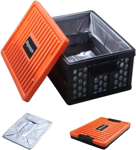 Vista 10 de Mymazn Organizador de caja de maletero con enfriador para automóvil, caja organizadora de tapa de maletero plegable de plástico para viajes