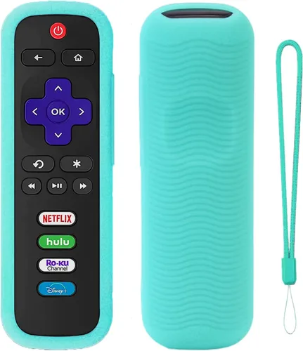 Vista 17 de Funda protectora de silicona para control remoto de Roku Funda universal para control remoto Roku de TCL Hisense con rastreador, luz en la Azul