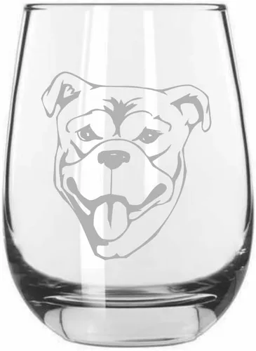 Vista 388 de Shar Pei (chino) - Vaso de vino sin tallo grabado para perro, 15.25 onzas