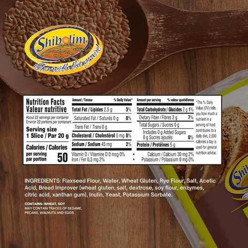 Vista 2 de Shibolim Pan de semillas de lino (1 libra) bajo en carbohidratos, cero carbohidratos netos por porción, apto para dieta cetogénica, rico en fibra