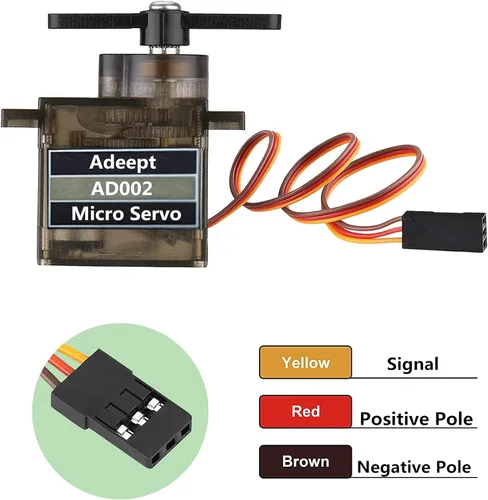 Vista 4 de Adeept AD002 2 piezas 90S 9G micro servo motor, engranaje de metal micro servo para RC robot coche helicóptero avión controles barco Raspberry Pi