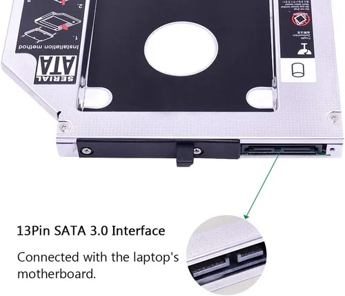 Vista 7 de 0.500 in Universal SATA 2nd HDD/SSD Caddy para Lenovo ThinkPad T420, T430, T510, T520, T530, W510, W520, W530 – Reemplaza tu bahía óptica de CD/DVD