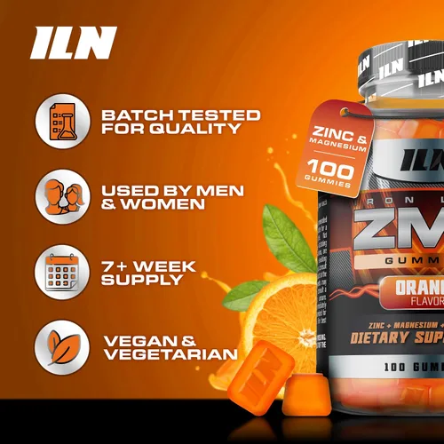 Vista 5 de Iron Labs - Gomitas ZM6 para hombres y mujeres, gomitas de zinc y magnesio (100 unidades, sabor naranja, vegano), suplementos de citrato de magnesio