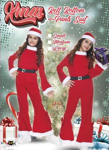 Vista 2 de FantastCostumes Conjunto completo de disfraz de Papá Noel de Navidad para niñas