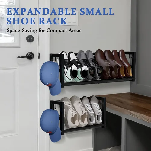 Vista 3 de Paquete de 2 zapateros estrechos de pared para espacios pequeños, zapatero colgante con capacidad para 8 pares, almacenamiento de zapatos de pared
