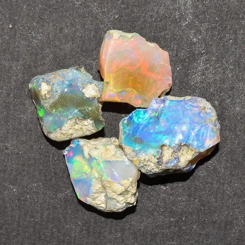 Vista 2 de InfinityGemsArt 4 piezas de ópalo de fuego etíope crudo sueltas al por mayor a granel, piedra natal de octubre, piedras preciosas naturales