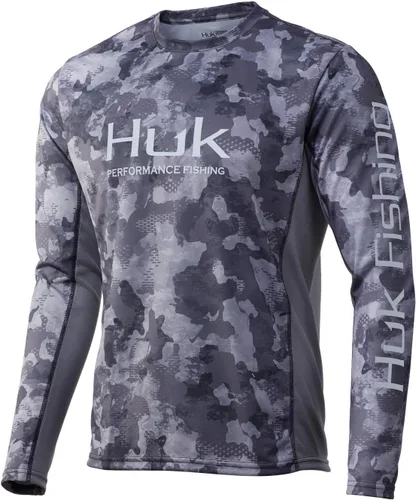 Vista 15 de HUK Camisa de manga larga Icon X para hombre, camisa de pesca de alto rendimiento Azul celeste