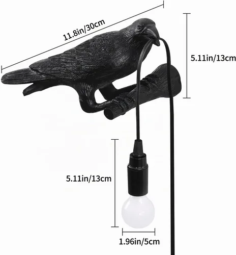 Vista 3 de Lámpara de mesa EPPARA Cuervo, lámpara gótica de cuervo, luz de mesa ajustable para pájaros, lámpara de aplique para pared para dormitorio sala