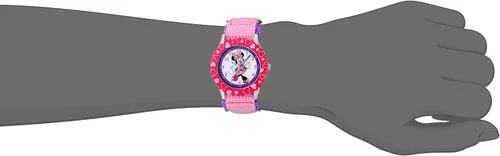 Vista 2 de DISNEY Minnie Mouse - Reloj analógico con correa de nailon para niños, bisel de acero inoxidable, Rosado, Classic