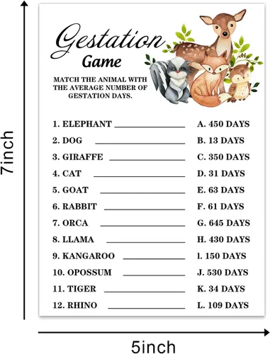 Vista 3 de Tarjetas de juego para baby shower, tarjeta de juego de gestación de animales de safari para fiesta de baby shower, divertidas ideas