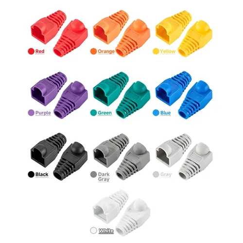 Vista 5 de Botas de plástico blando con conector de cable RJ45, botas de alivio de tensión de cubierta, CAT5 CAT5E CAT6 CAT6 CAT6E Ethernet gris claro, paquete