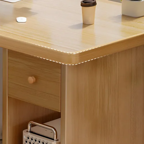 Vista 8 de Escritorio para computadora, escritorio de oficina de madera resistente con cubos abiertos y mucho almacenamiento de escritorio esquinero
