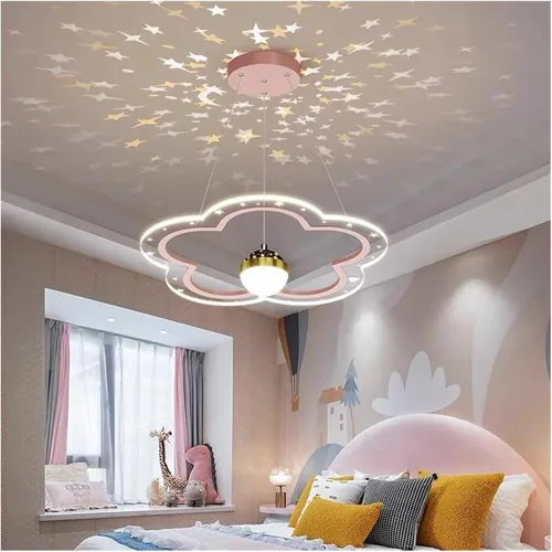 Vista 8 de Lsland Lights, Modern LED Chandelier for Kid's Bedroom Study Hall Cloud Flower Shape Indoor Lighting Lamp Luster Fixtures Starry Decor