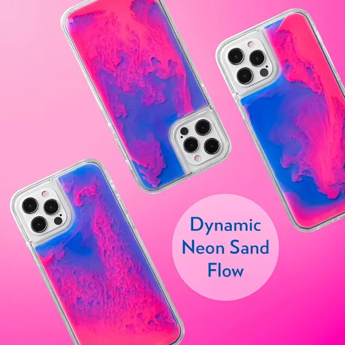 Vista 2 de SteepLab Flowing Neon Sand - Funda líquida para iPhone 12 Pro Max (2020, 6.7 pulgadas), protección de cuerpo completo con bisel elevado