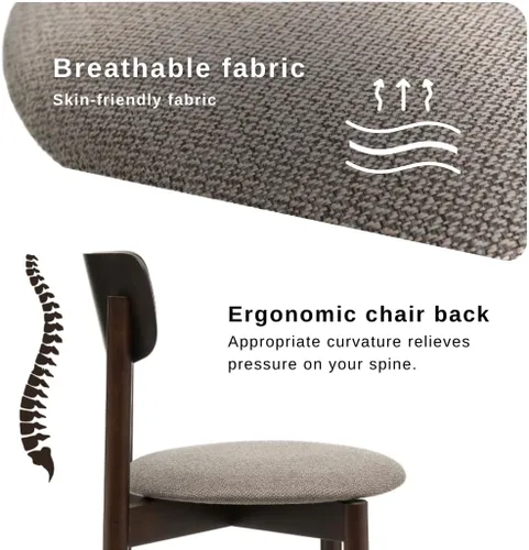 Vista 2 de Juego de 6 sillas de comedor de madera tapizadas modernas de mediados de siglo para muebles de habitación con diseño ergonómico duradero prémium