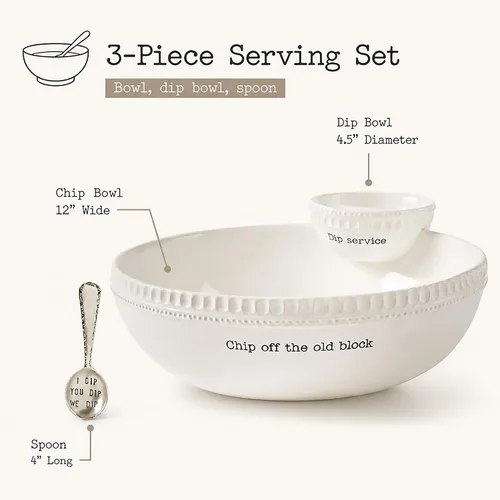Vista 11 de Mud Pie con cuentas apiladas Chip y Dip Bowl
