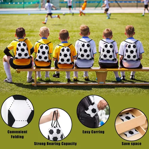 Vista 4 de Shappy 24 bolsas deportivas pequeñas con cordón, bolsa de caramelos, bolsas de regalo para fiestas deportivas (fútbol, 6.9 x 9.8 pulgadas)