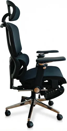 Vista 3 de Silla de oficina ergonómica avanzada de malla con soporte lumbar ajustable, reposacabezas y reposabrazos 3D, edición Pro (negro, pp)