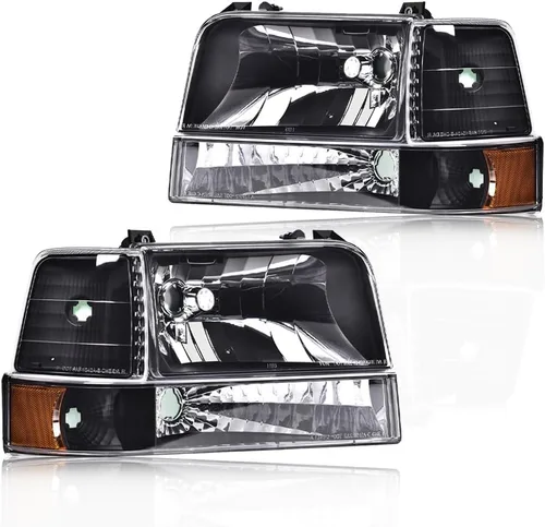 Vista 15 de Faros LED DRL, faro lente transparente carcasa negra reflector ámbar