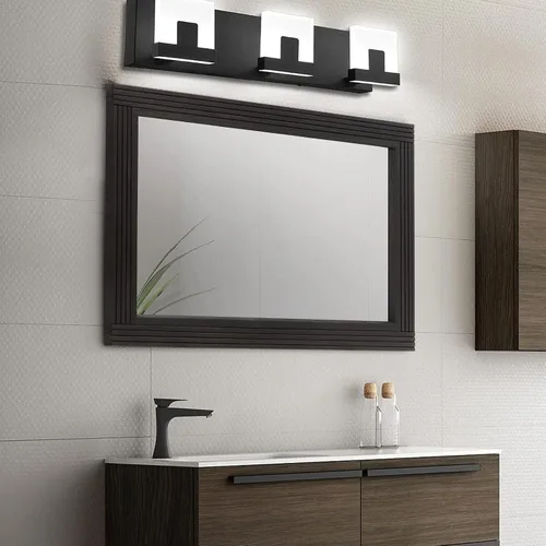 Vista 5 de Espejo de pared de madera empalmada hecha a mano para baño, espejo de tocador rústico estilo granja, arte de pared de decoración, marco de madera