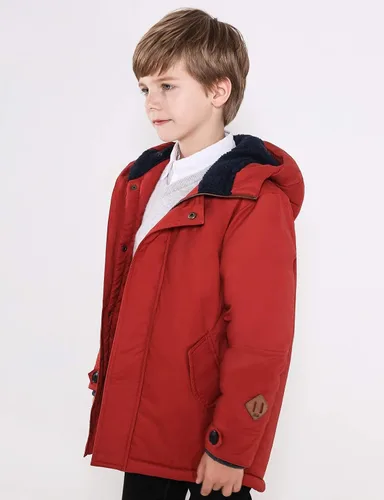 Vista 3 de SOLOCOTE Abrigo de invierno para niños, chaqueta cálida con capucha y forro de sherpa, resistente al agua