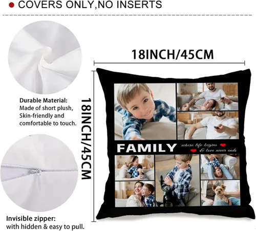 Vista 4 de Best Mom Ever Custom Pillows with Picture Personalized Photo Collage Throw Pillow Cover Case with Photos Pictures Kids Family Couple Valentines Day