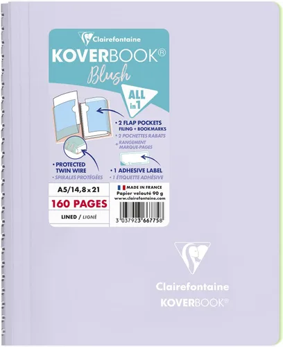 Vista 8 de Clairefontaine - Ref 961778C - Cuaderno con grapas Koverbook Blush (48 hojas) - Tamaño A5, regla rayada, papel de vitela cepillado de 3.17 oz/m²