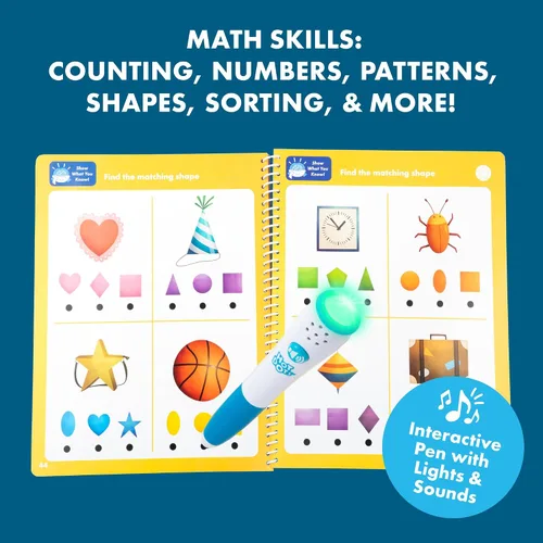 Vista 5 de Educational Insights Hot Dots Let's Learn Pre-K Math - Libro de trabajo de matemáticas preescolar para aprender a contar y colores con actividades