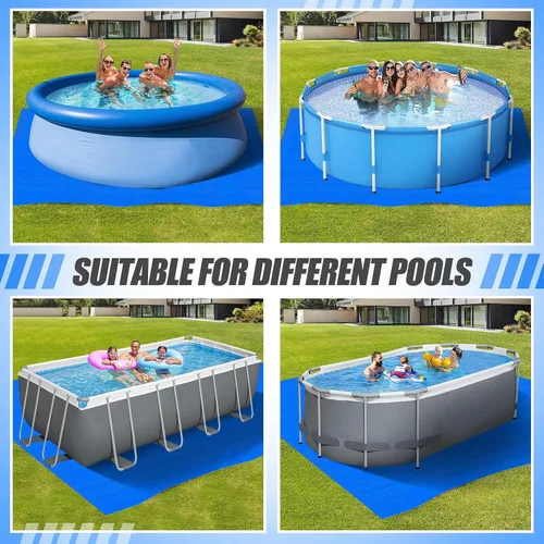Vista 7 de Aulock Almohadillas de piscina de 16.4 x 16.4 pies para piscina sobre el suelo, lona rectangular impermeable de polietileno para piscinas de 8 a 15