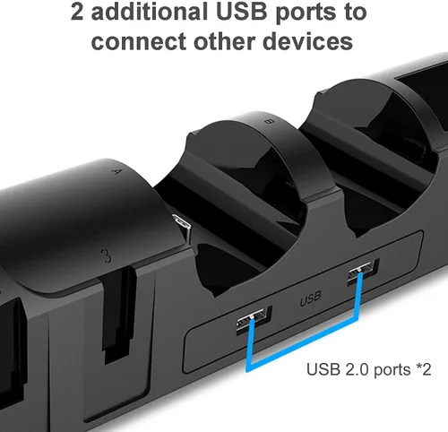 Vista 5 de Estación de carga para SwitchOLED modelo Joy Con y para controladores Switch Pro Base de carga con enchufe USB 2.0 y puertos, solo para controlador
