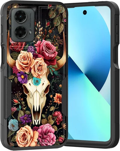 Vista 202 de para Moto G Play 4G 2024, funda de dos capas híbrida resistente y a prueba de golpes, PC duro + silicona suave protectora para Motorola Moto G Play