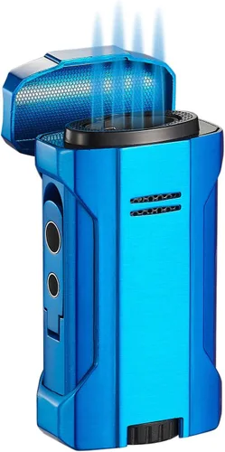Vista 8 de Visol Rhino 2.0 - Encendedor de gas recargable con llama cuádruple, reposo integrado, dos perforadores integrados, encendedor de llama ajustable