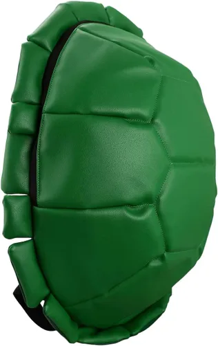 Vista 3 de Bioworld Mochila de concha de tortugas ninja mutantes adolescentes con máscaras de personajes, Verde