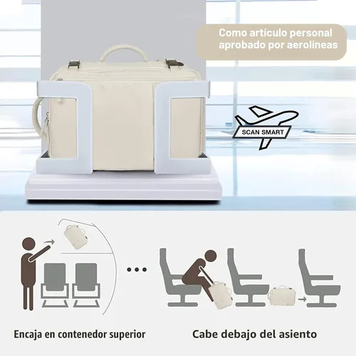 Vista 3 de Hanples Mochila de viaje para mujeres y hombres, mochila grande para artículos personales, mochila para laptop aprobada por la TSA Flight, Beige