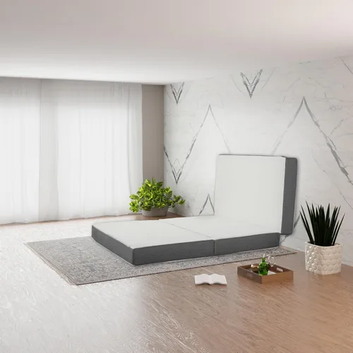 Vista 2 de Treaton, Colchón de piso portátil de espuma viscoelástica de gel triple plegable