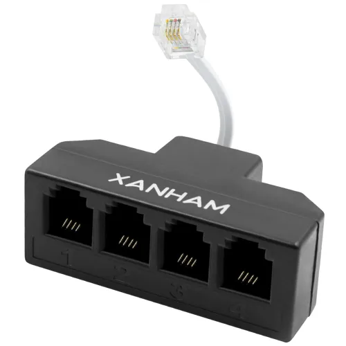 Vista 11 de Cable RJ11 Divisor de 3 vías, conector 6P4C, adaptador de cable de línea telefónica con cable de 3 pulgadas para cable de teléfono fijo, negro