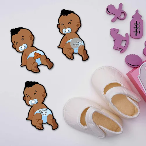 Vista 3 de Tarjetas de juego para rascar para baby shower, boletos de lotería afroamericana de 40 formas para juegos de fiesta, con las mejores ideas para 002