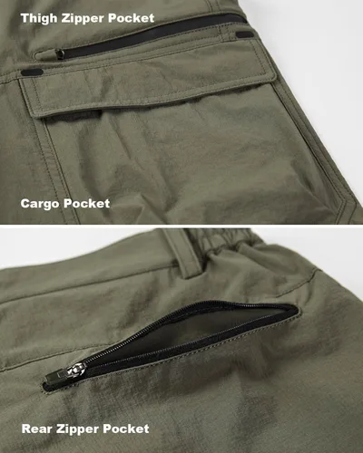 Vista 5 de EKLENTSON Pantalones cortos para hombre con bolsillos, ligeros, de secado rápido (sin cinturón)