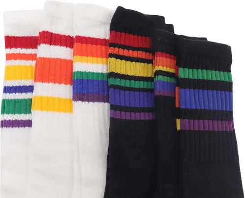 Vista 2 de Xiyadun Calcetines deportivos unisex de algodón para niños pequeños y niños pequeños (0-7 años), Arcoiris (Rainbow)