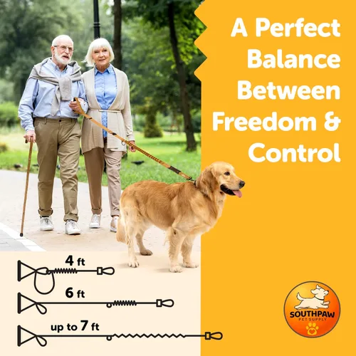 Vista 4 de Correa elástica para perro con absorción de golpes de 4 a 7 pies para Golden Retreivers con hebilla de cinturón de seguridad y mango acolchado