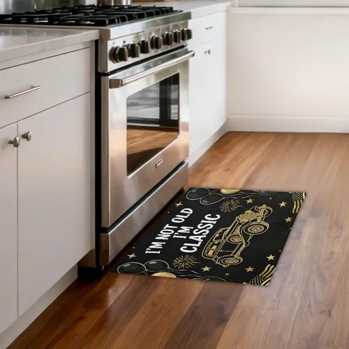 Vista 8 de Area Rug 24x36 in Washable Non Slip Bathroom Rug for Living Room Bedroom Dining Room Birthday Retro 70s car alfombra para cuarto lavable
